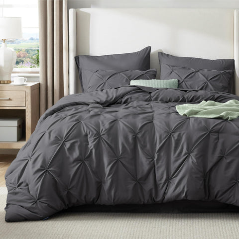 Bedsure king fitted sheet dark grey fits a deep mattress securely.