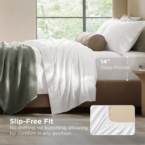 Bedsure king fitted sheet with deep pockets fits a thick mattress securely