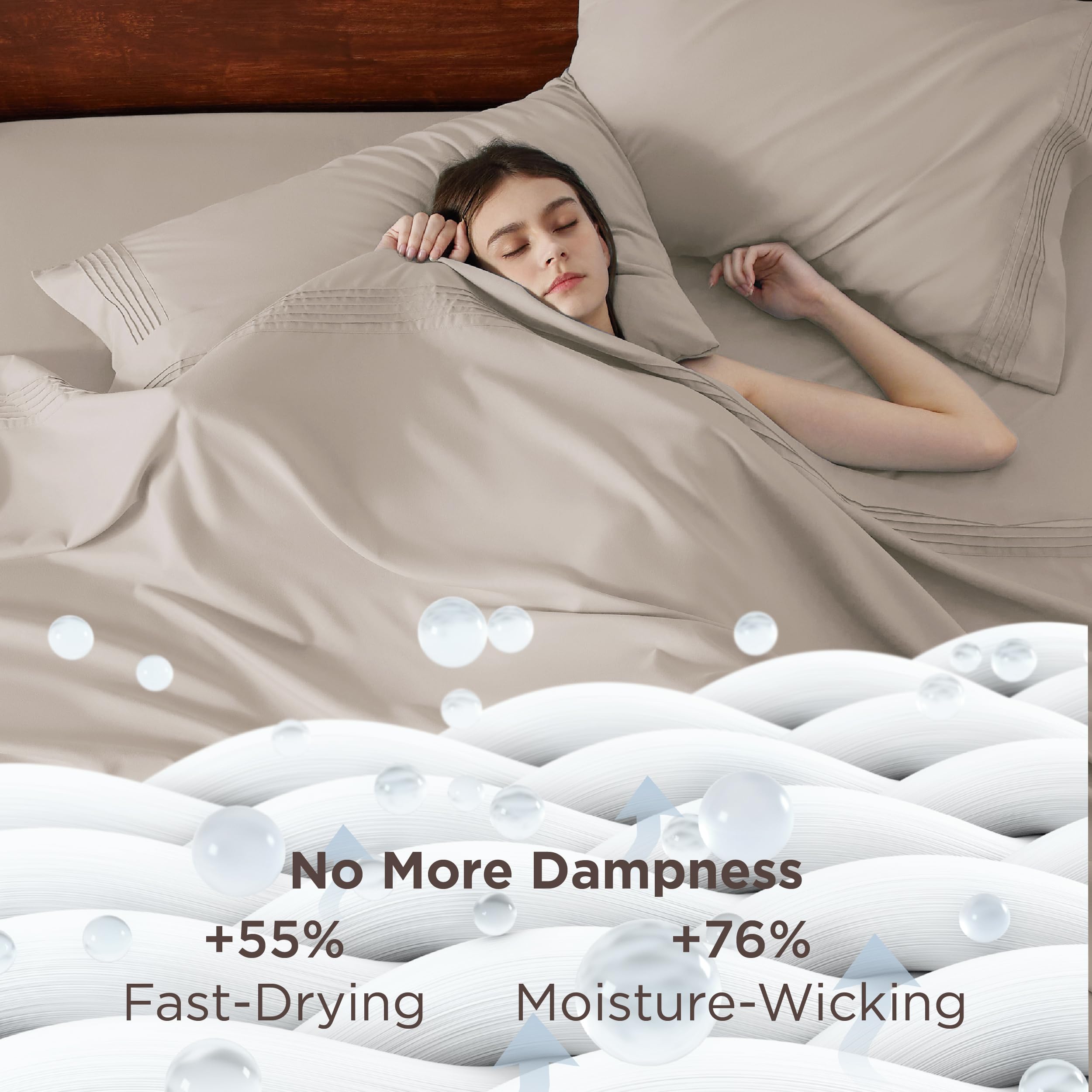 Bedsure king flat sheet with pintuck edges adds subtle texture.