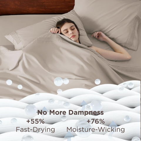 Bedsure king flat sheet with pintuck edges adds subtle texture.