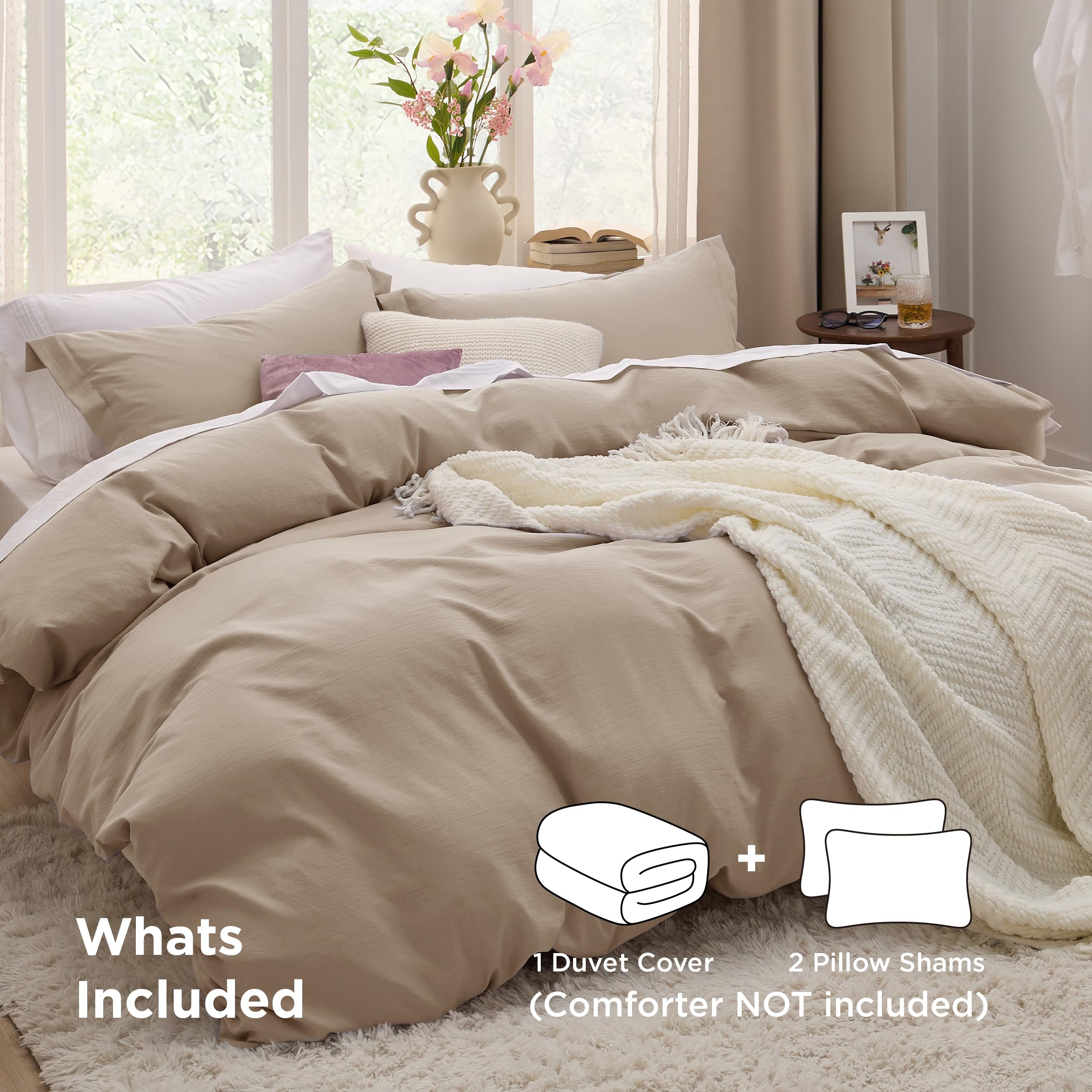 Bedsure king pillow shams matching the duvet set for coordinated look.