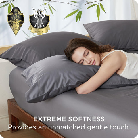 Bedsure king-size pillowcase on the bed shows a 20x36 inch fit.