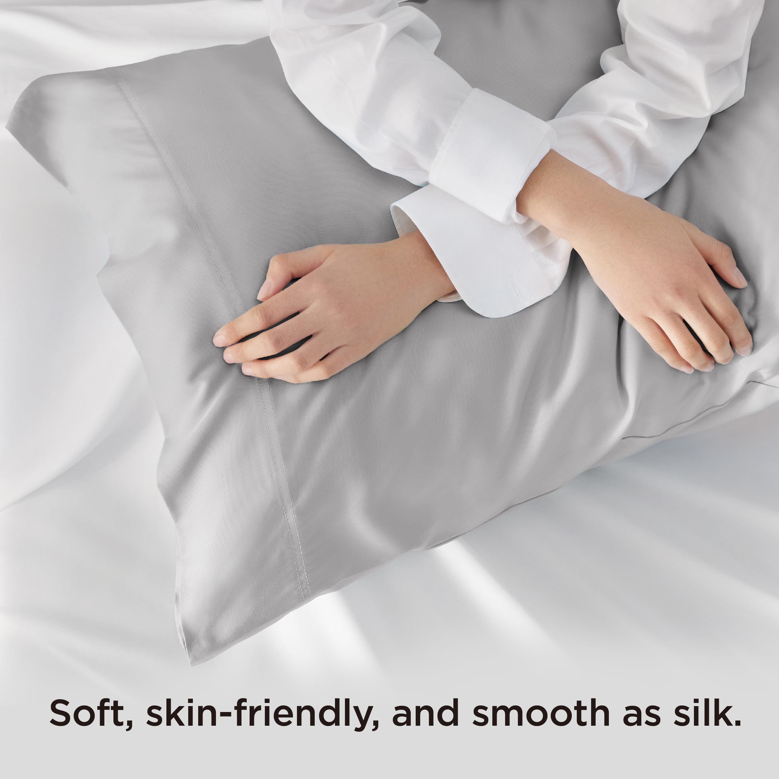 Bedsure light grey pillowcase upgrades bedroom decor