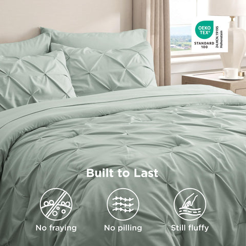 Bedsure king shams 20x36 in sage green for a hotel-inspired bed display.