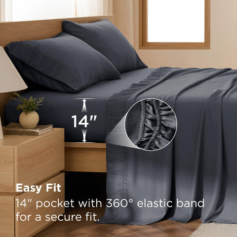 Bedsure elastic-all-around keeps sheets in place all night.