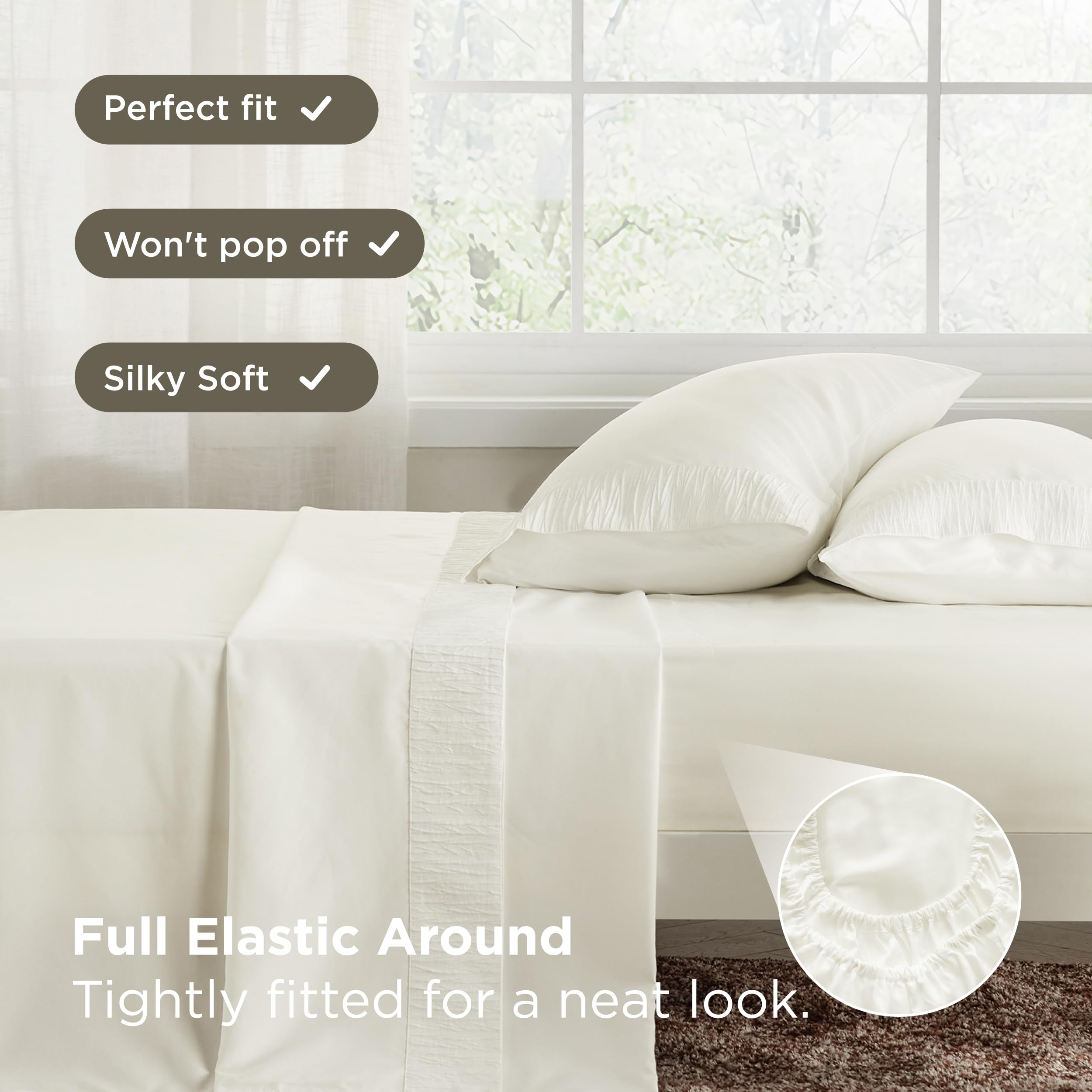 Bedsure king sheets fabric weave closeup emphasizes durable microfiber construction.