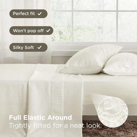 Bedsure king sheets fabric weave closeup emphasizes durable microfiber construction.
