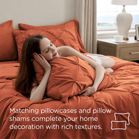 Bedsure king sheets and pillowcases close-up with hotel-like crisp finish.
