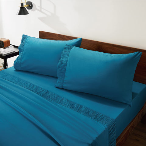 Bedsure machine-washable teal blue sheets offer easy care for busy homes.