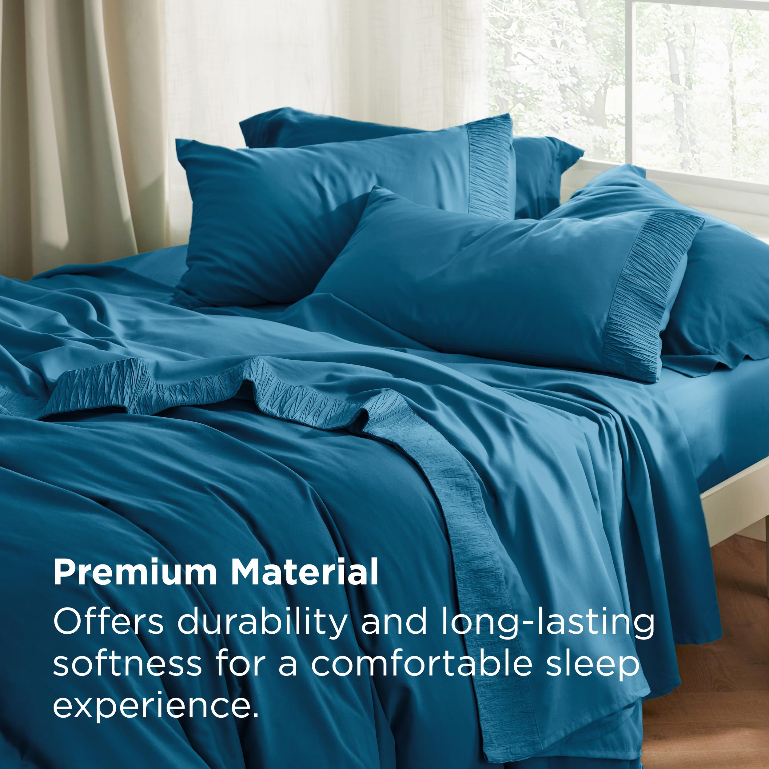 Bedsure teal blue sheets maintain vibrant color after washes for long-lasting appeal.
