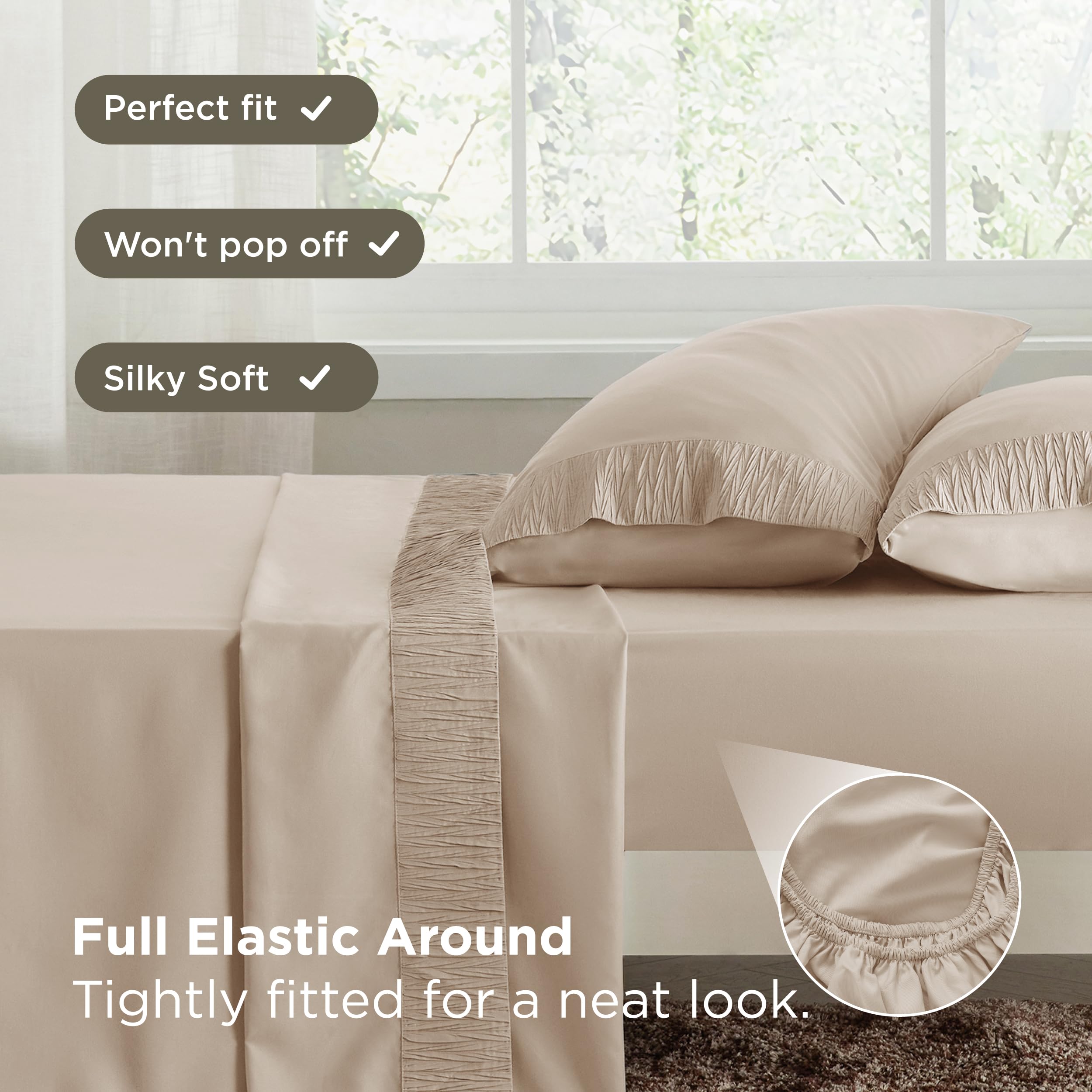 Bedsure king sheets set beige tone adds versatile hotel style to the bedroom