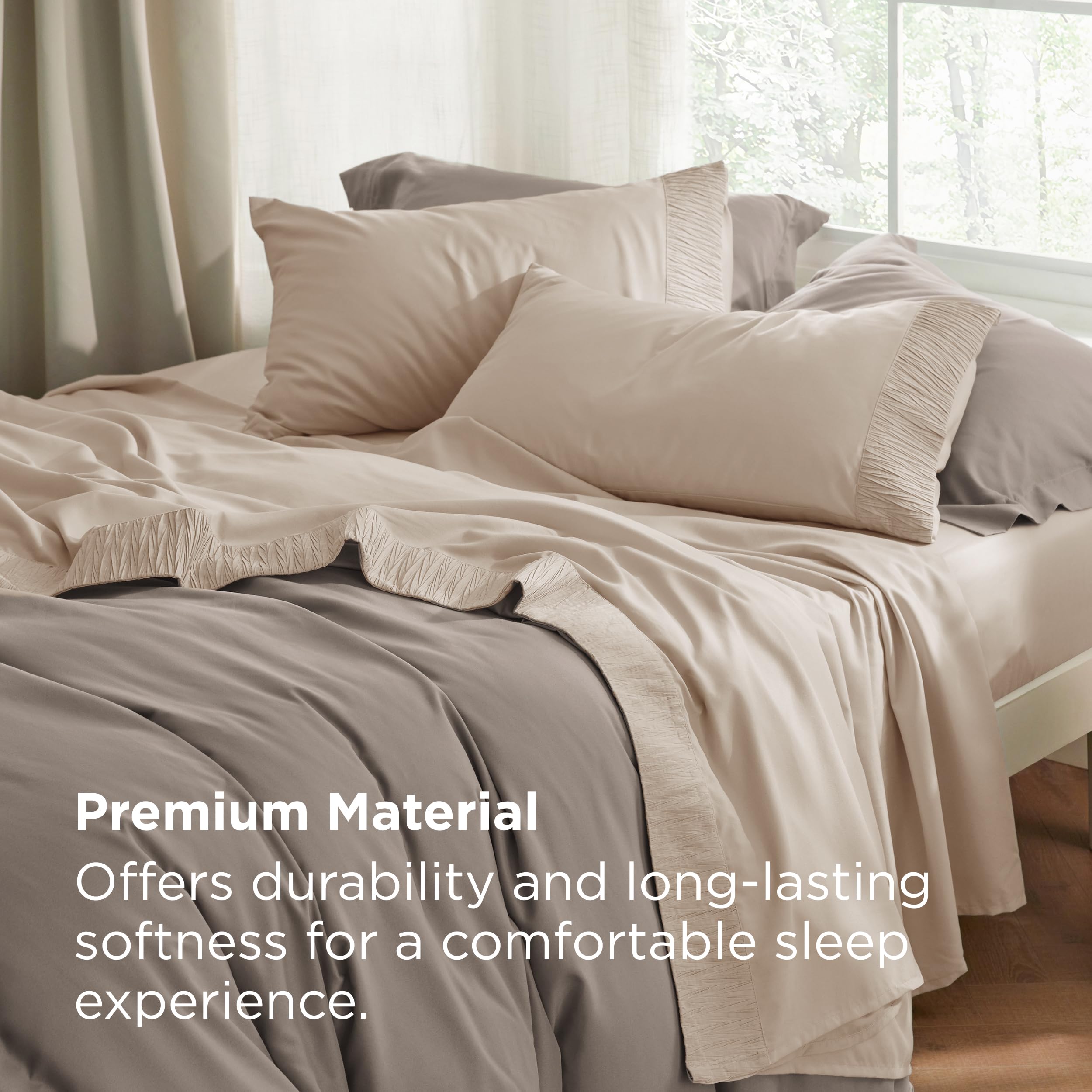 Bedsure king sheets set dyeing technique preserves vibrant beige color over time