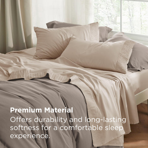 Bedsure king sheets set dyeing technique preserves vibrant beige color over time