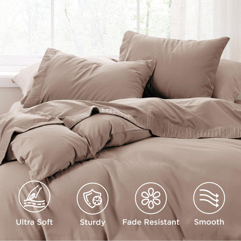 Bedsure king fitted sheet with deep pockets fits thick mattresses securely.