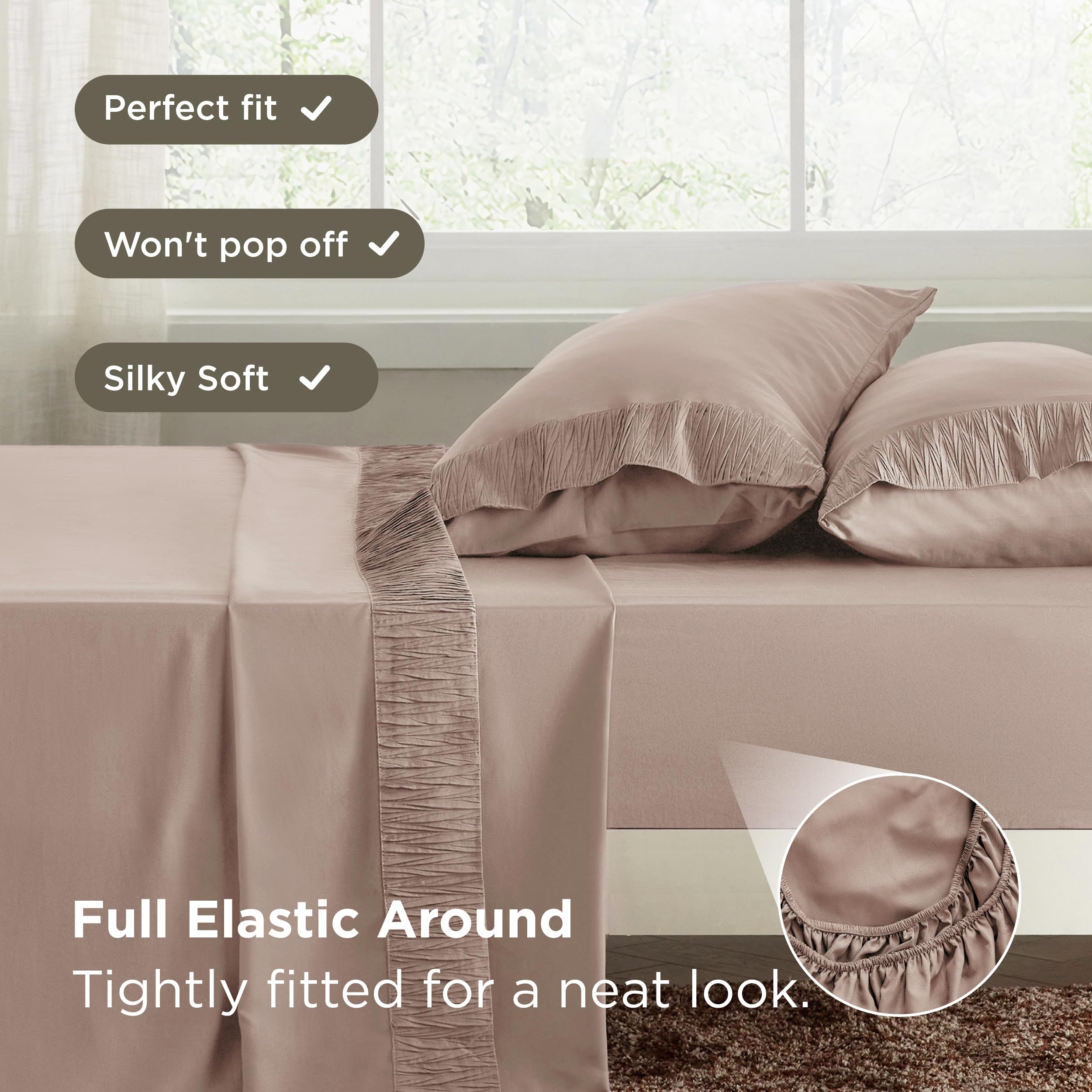 Bedsure plain-weave king sheets offer durable, shrink-resistant performance.