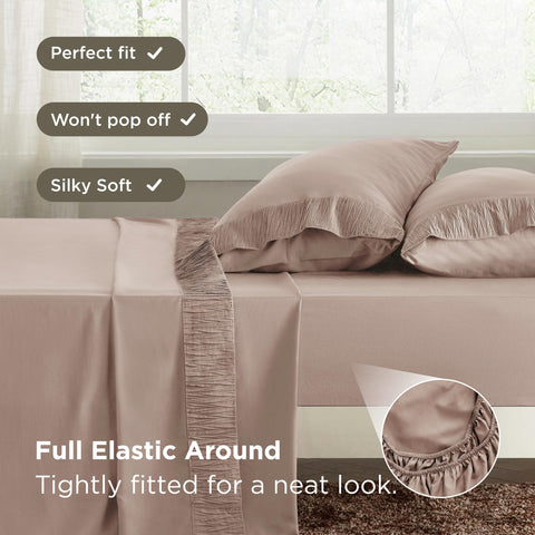 Bedsure plain-weave king sheets offer durable, shrink-resistant performance.