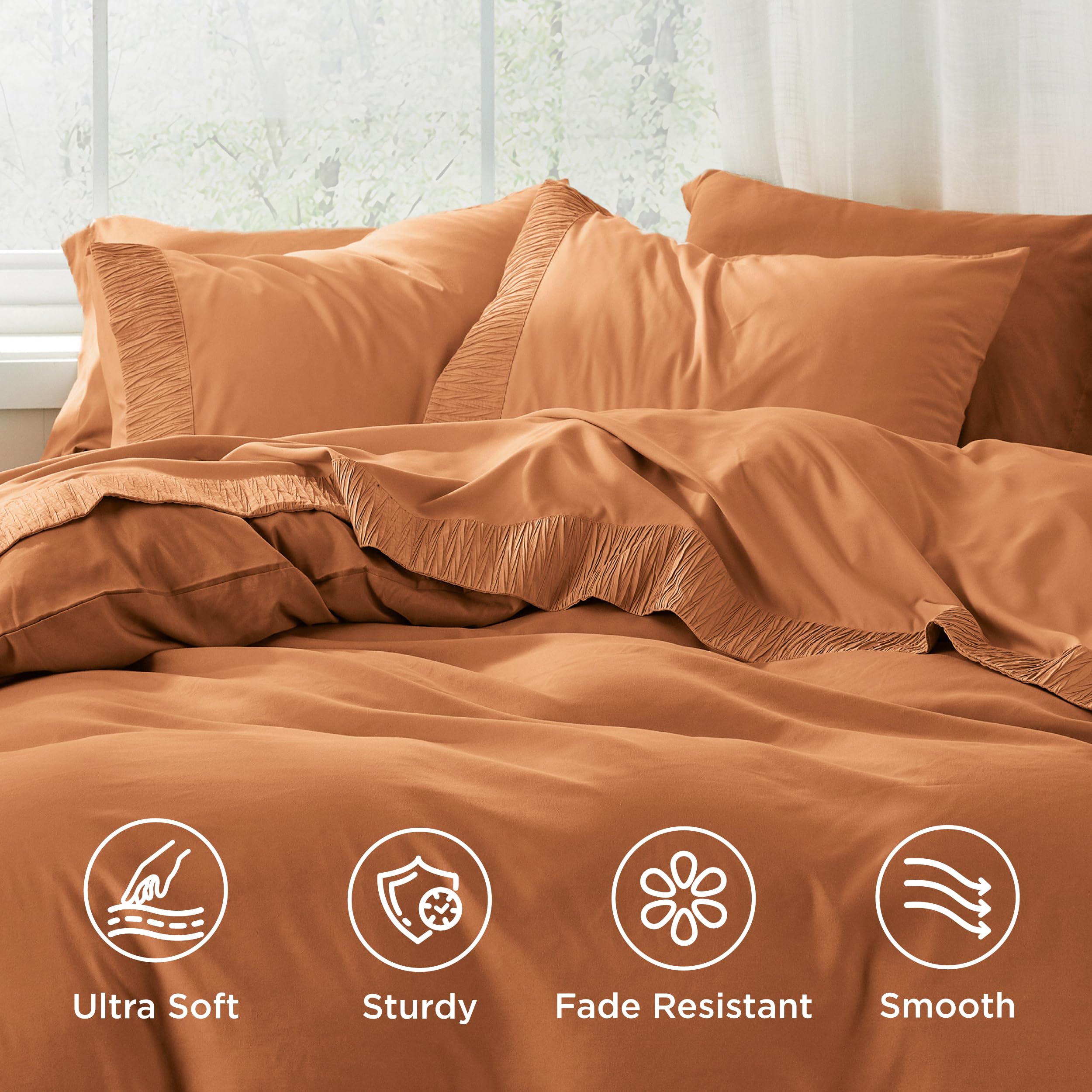 Bedsure ruched-hem pillowcases add elegant detail while keeping pillows secure.