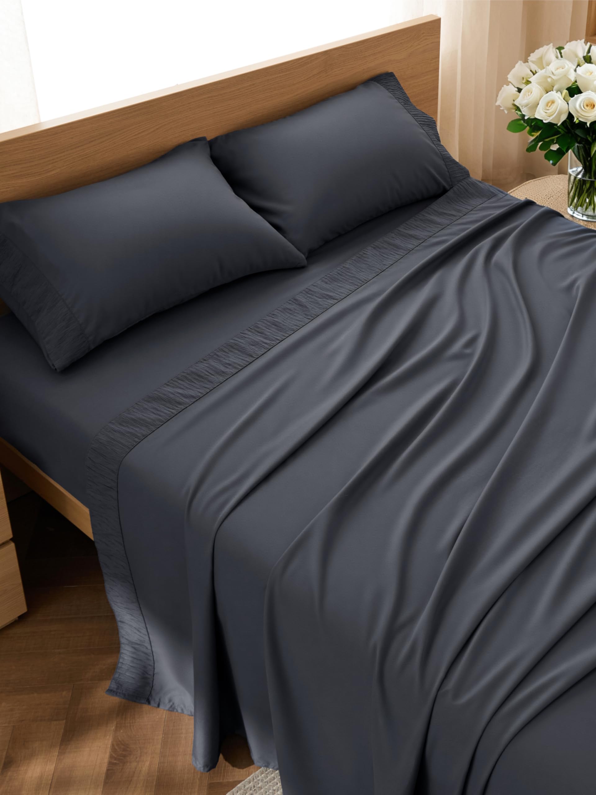 Bedsure king-size sheets softness: breathable microfiber for cool comfort.