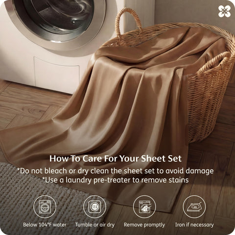 Bedsure khaki bedding elevates a hotel-luxe bedroom look.