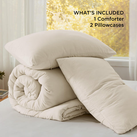 Unpacked Bedsure king-size comforter set in packaging