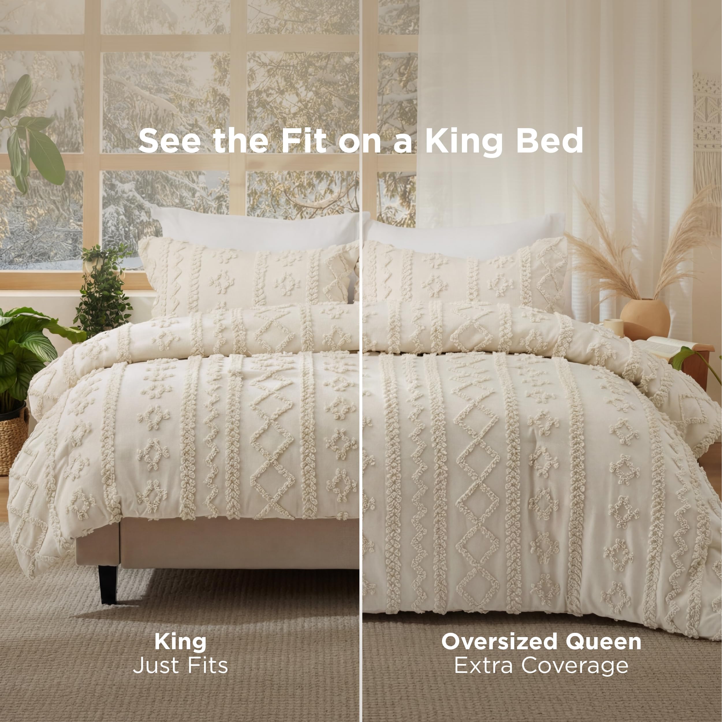 Bedsure king-size comforter with shams completes a coordinated bed setup.