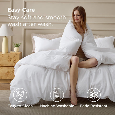 Bedsure king-size duvet cover with inserts ready for a snug bed setup.