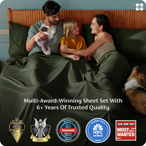 Bedsure king-size fitted sheet with 360-degree elastic secure fit.