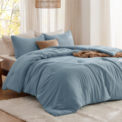 Bedsure pillow shams 20x36 paired with the king comforter in a neat bed.