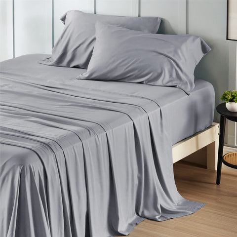 Bedsure king-size cooling sheets closeup showing breathable, moisture-wicking fabric.