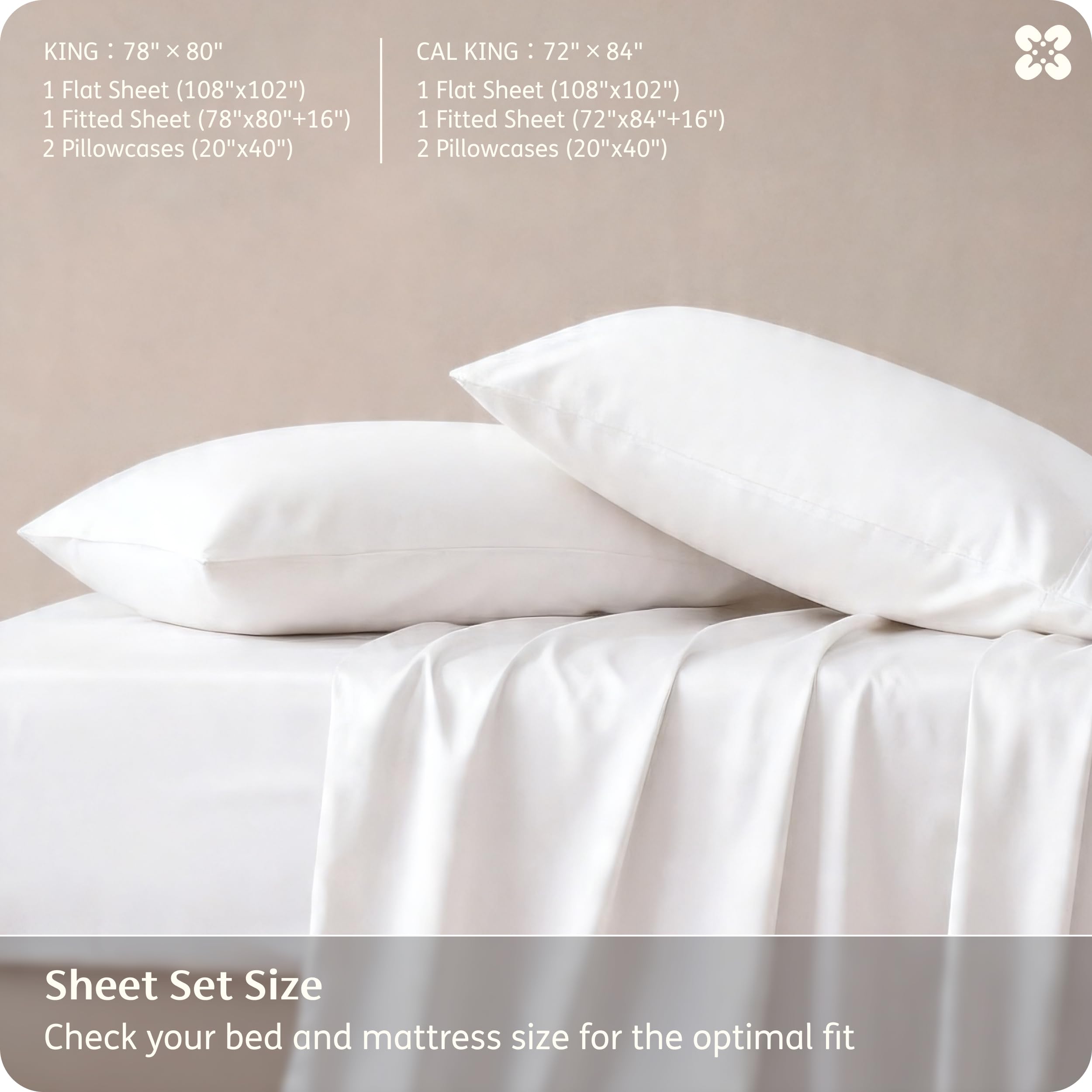 Bedsure king-size sheet set packaging displaying included flat sheet, fitted sheet, and pillowcases.
