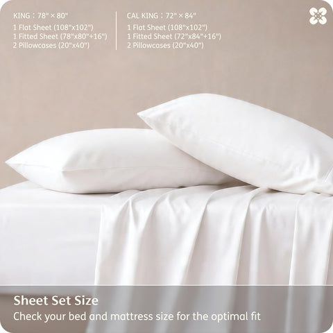 Bedsure king-size sheet set packaging displaying included flat sheet, fitted sheet, and pillowcases.