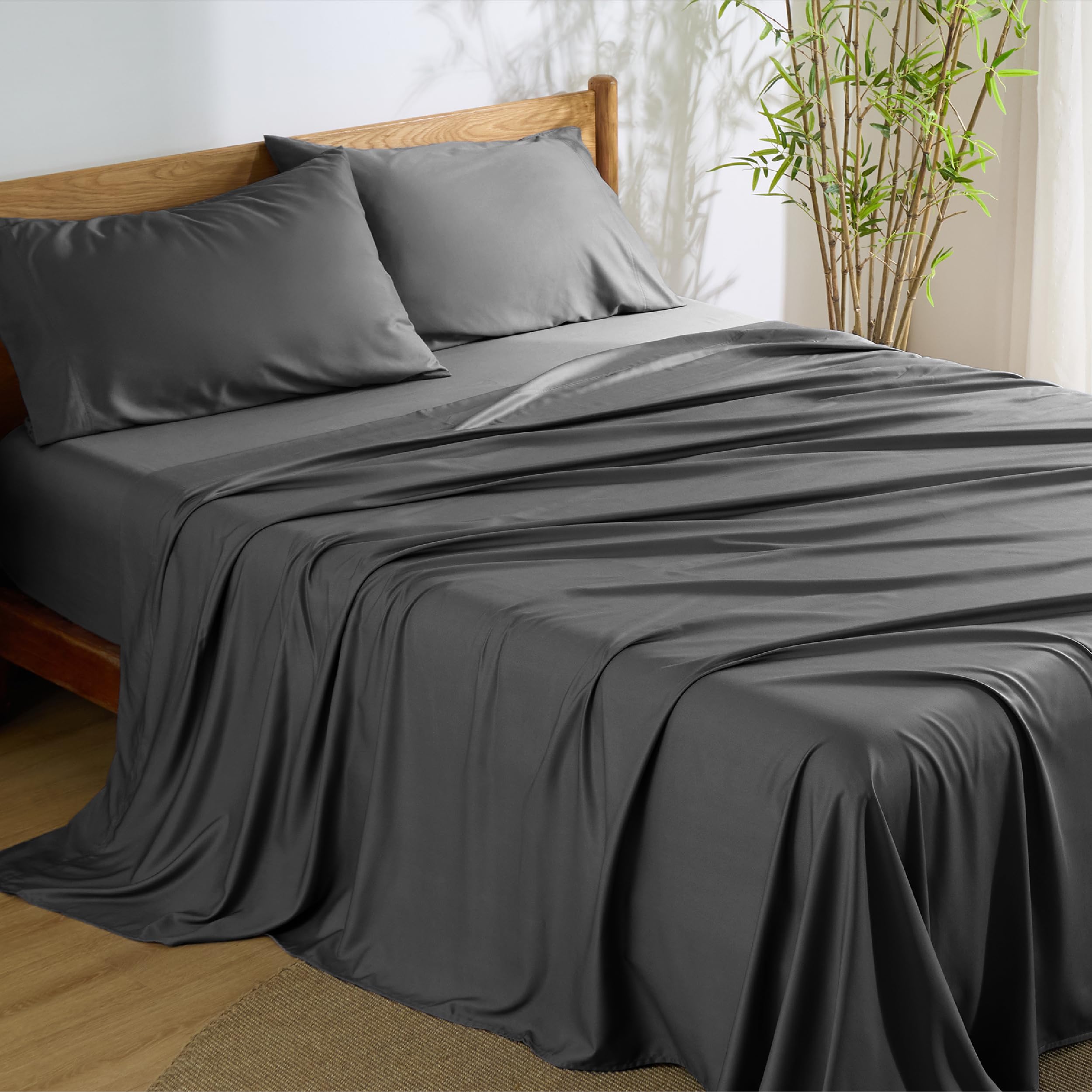 Bedsure king size cooling flat sheet demonstrates breathable, silky-soft touch
