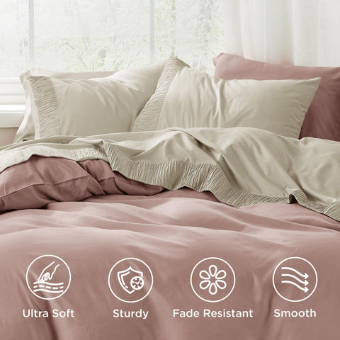 Bedsure king-size pillowcase 20x40 with ruched hem for stylish bedroom touch.