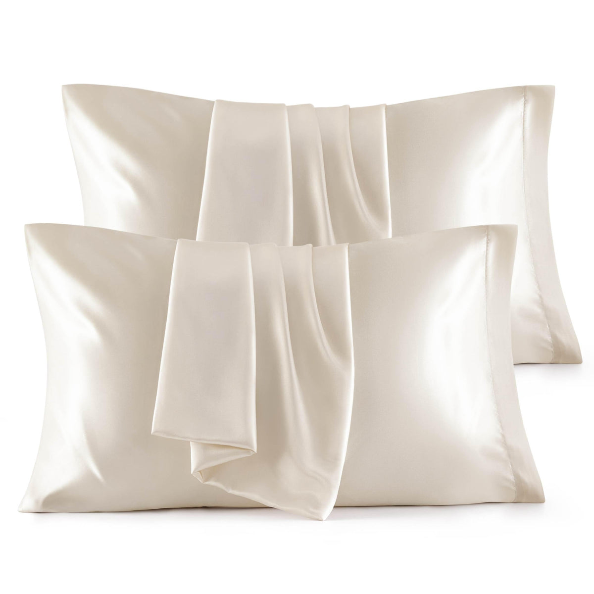 Bedsure king size satin pillowcase beige — silky texture for smoother hair