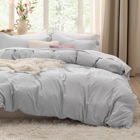 Bedsure light-grey duvet cover 90x90 in queen size with soft microfiber for cozy sleep
