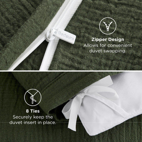 Bedsure lightweight muslin duvet cover ideal for year-round use.