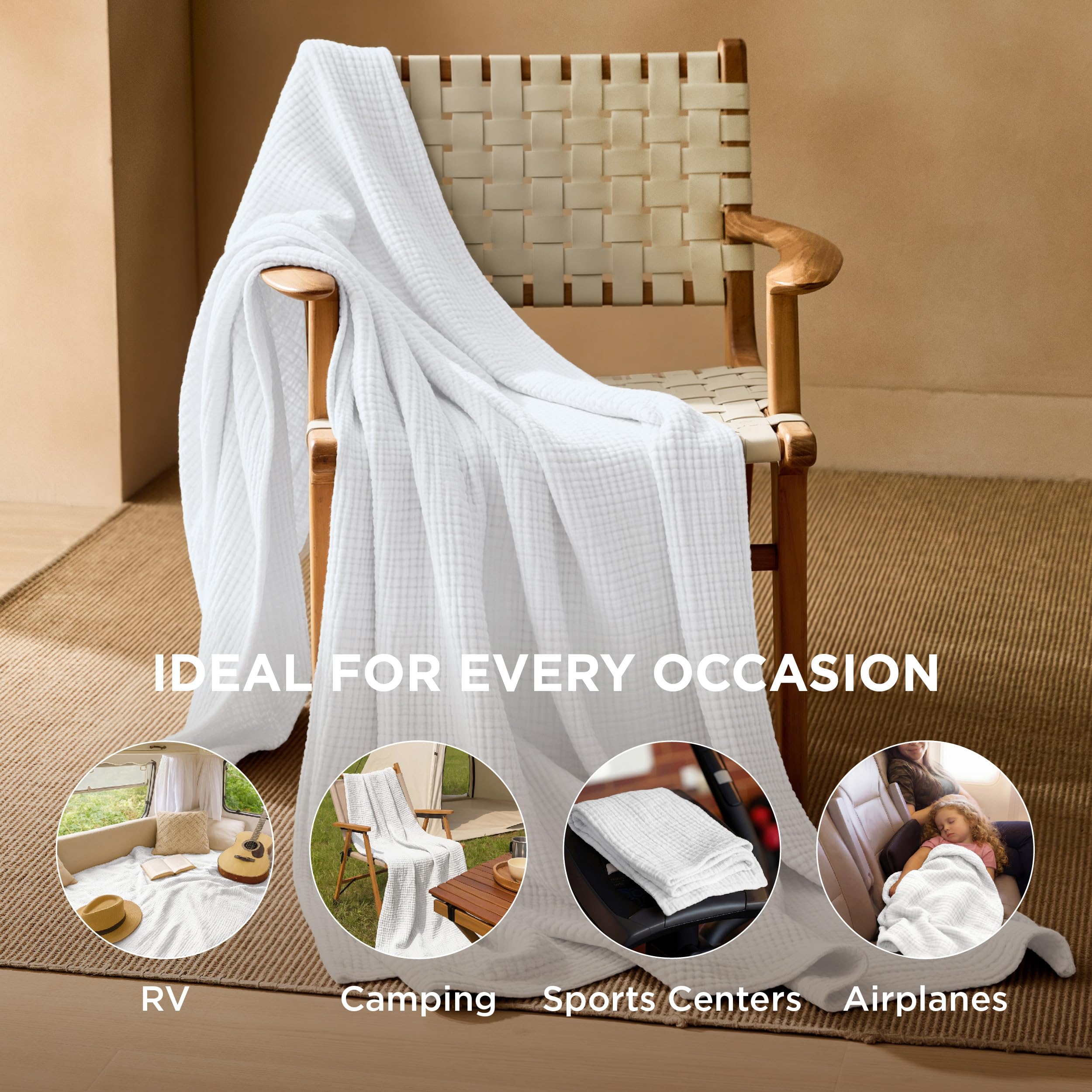 Lightweight Bedsure summer blanket placed on sofa for cozy evenings