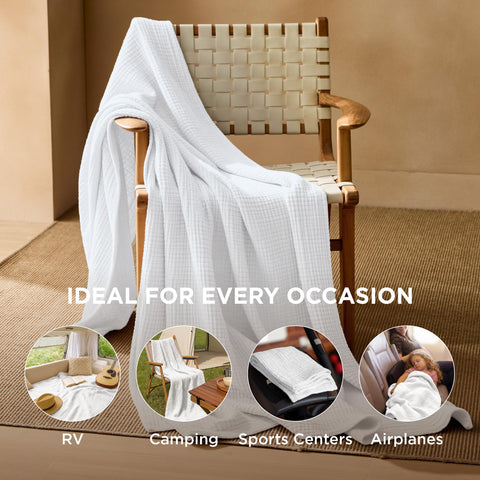 Lightweight Bedsure summer blanket placed on sofa for cozy evenings