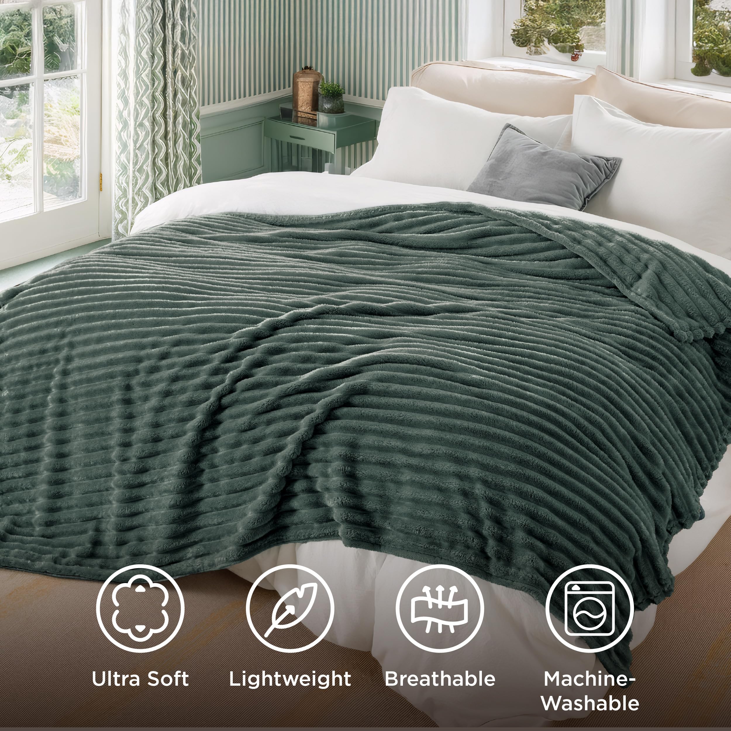 Bedsure lightweight warmth ideal for year-round comfort.