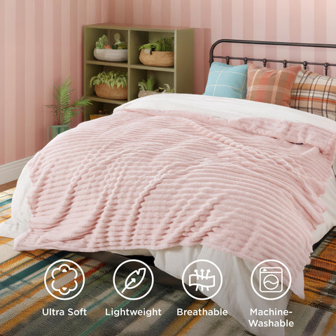 Bedsure lightweight warmth blanket demonstrates warm comfort without heaviness