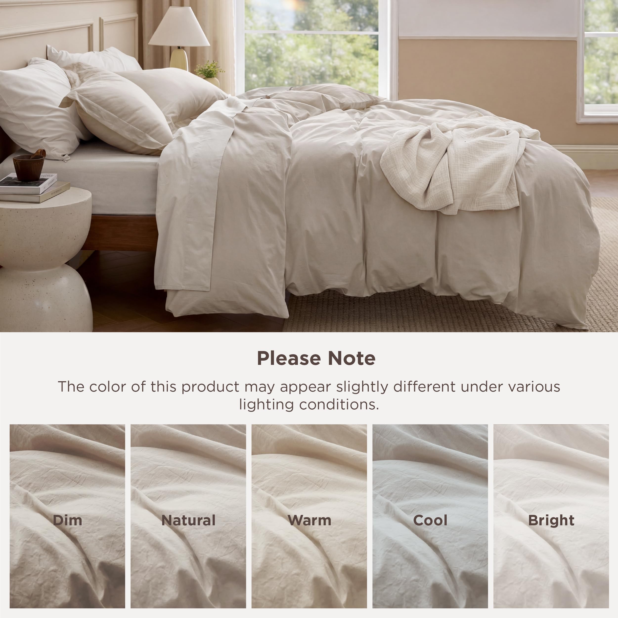 Bedsure linen-color duvet cover complements modern bedrooms