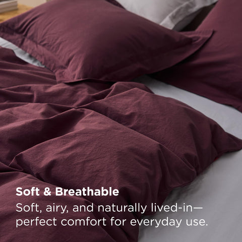 Bedsure linen-inspired burgundy fabric adds casual elegance
