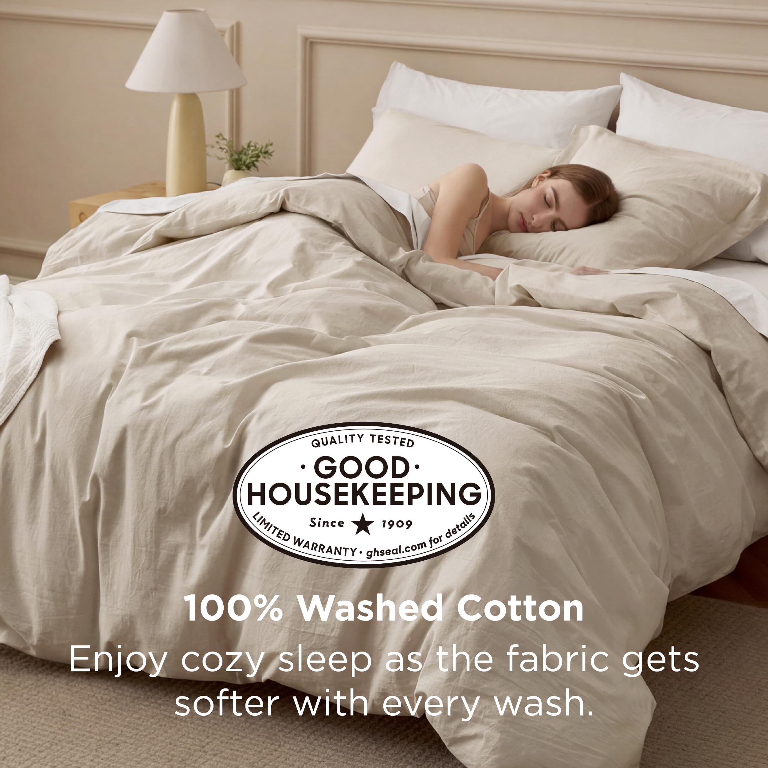 Bedsure linen-inspired texture close-up showing soft, breathable fabric