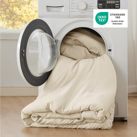 Durable Bedsure comforter construction resisting pilling after washes