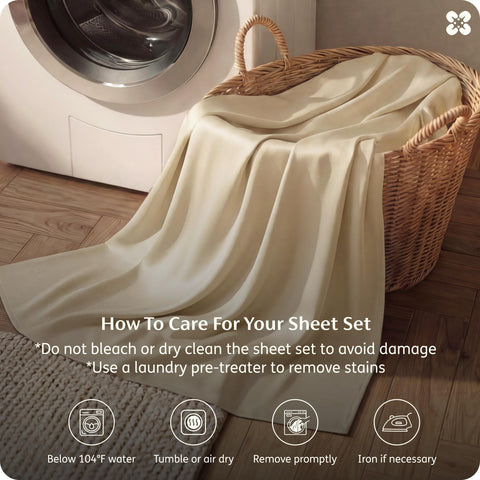 Bedsure luxury silky bedding on bed evokes hotel-quality comfort.