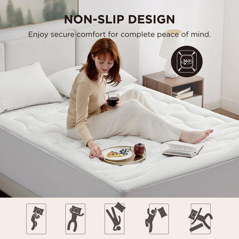 Bedsure machine washable mattress pad cleans easily for everyday use.