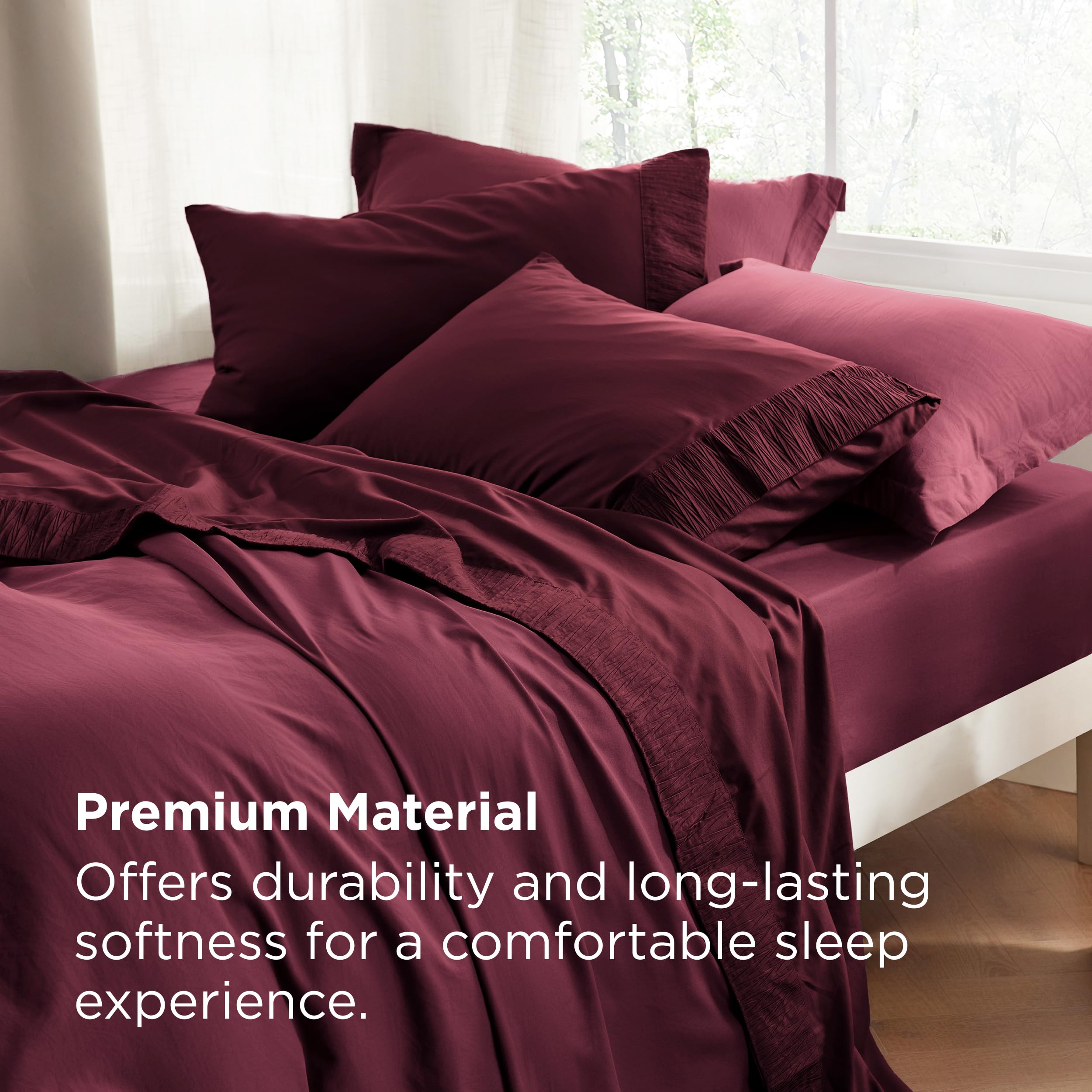 Bedsure microfiber close-up shows soft, breathable texture that feels smooth on skin.