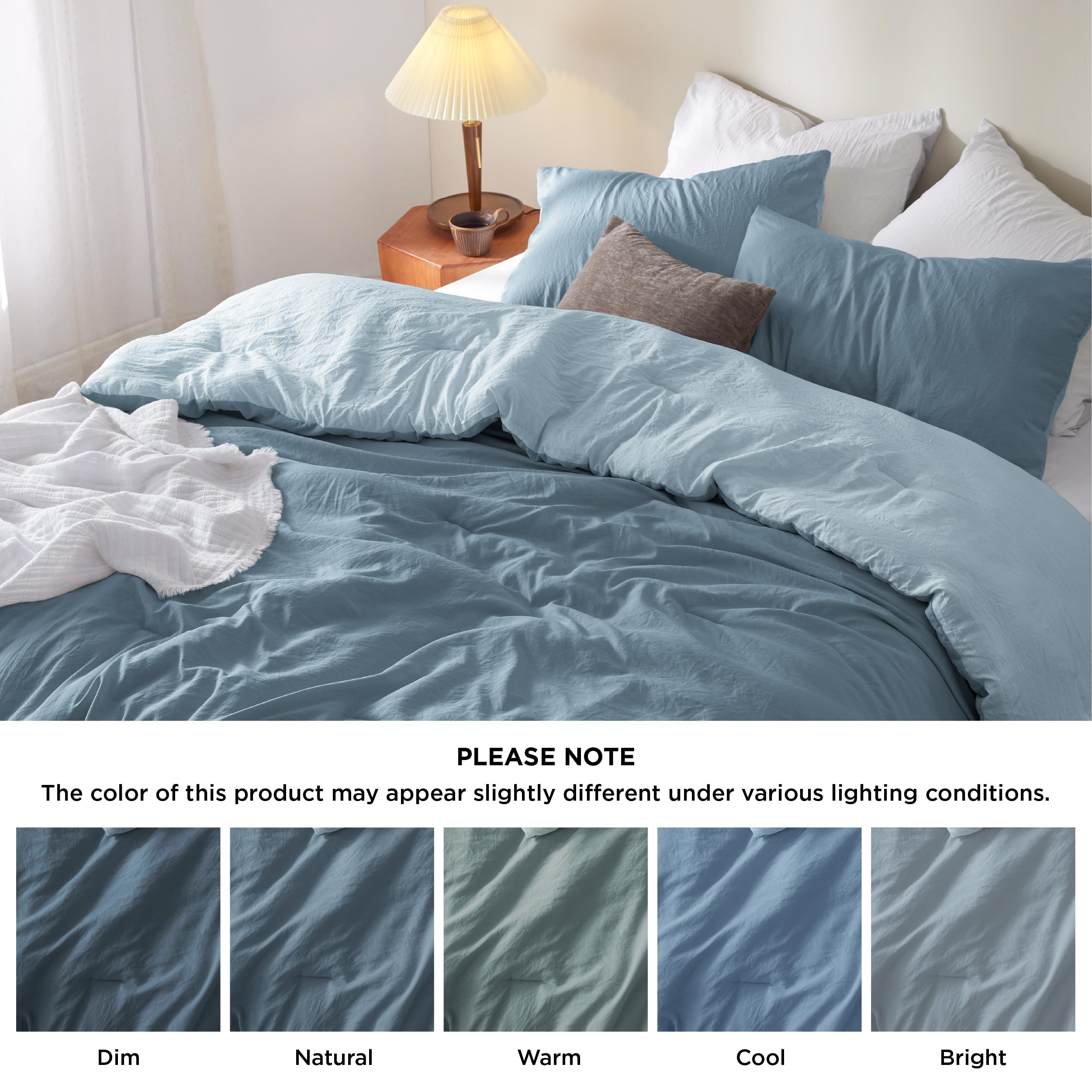 Bedsure mineral blue tone enhances calm ambiance for restful nights.