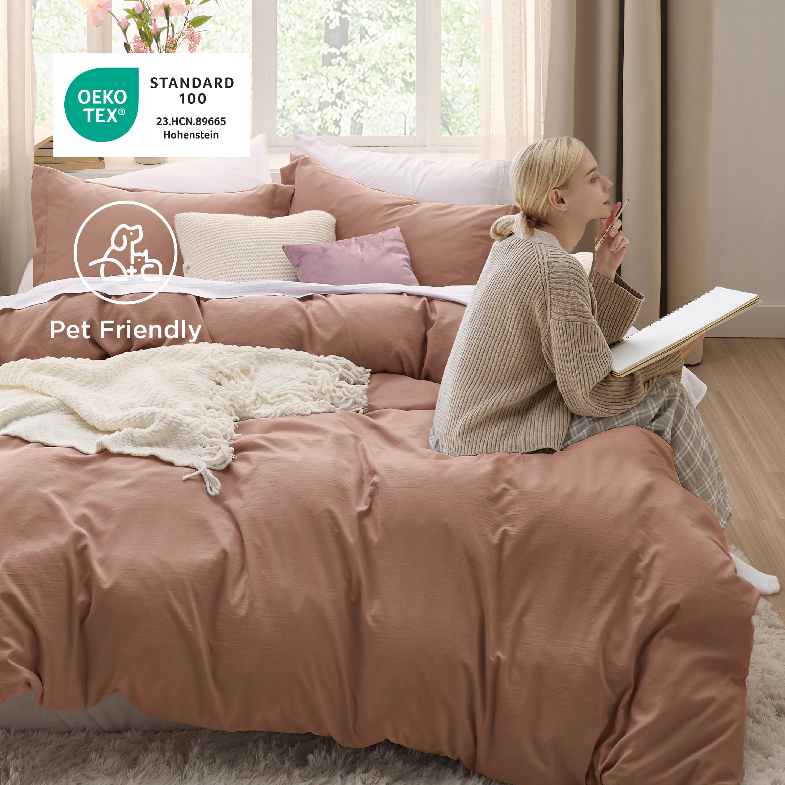 Bedsure Mocha Mousse pillow shams 20x36 in coordinated look.