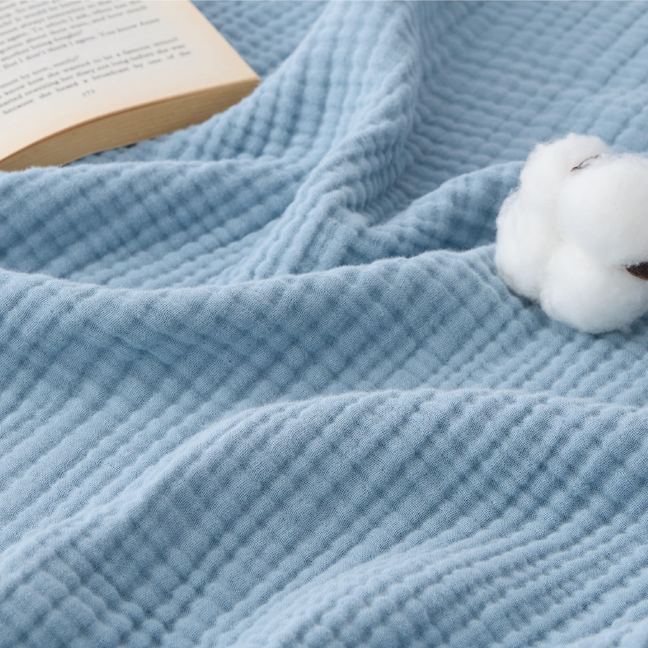 Bedsure muslin blanket breathable weave ideal for warm nights and comfort.
